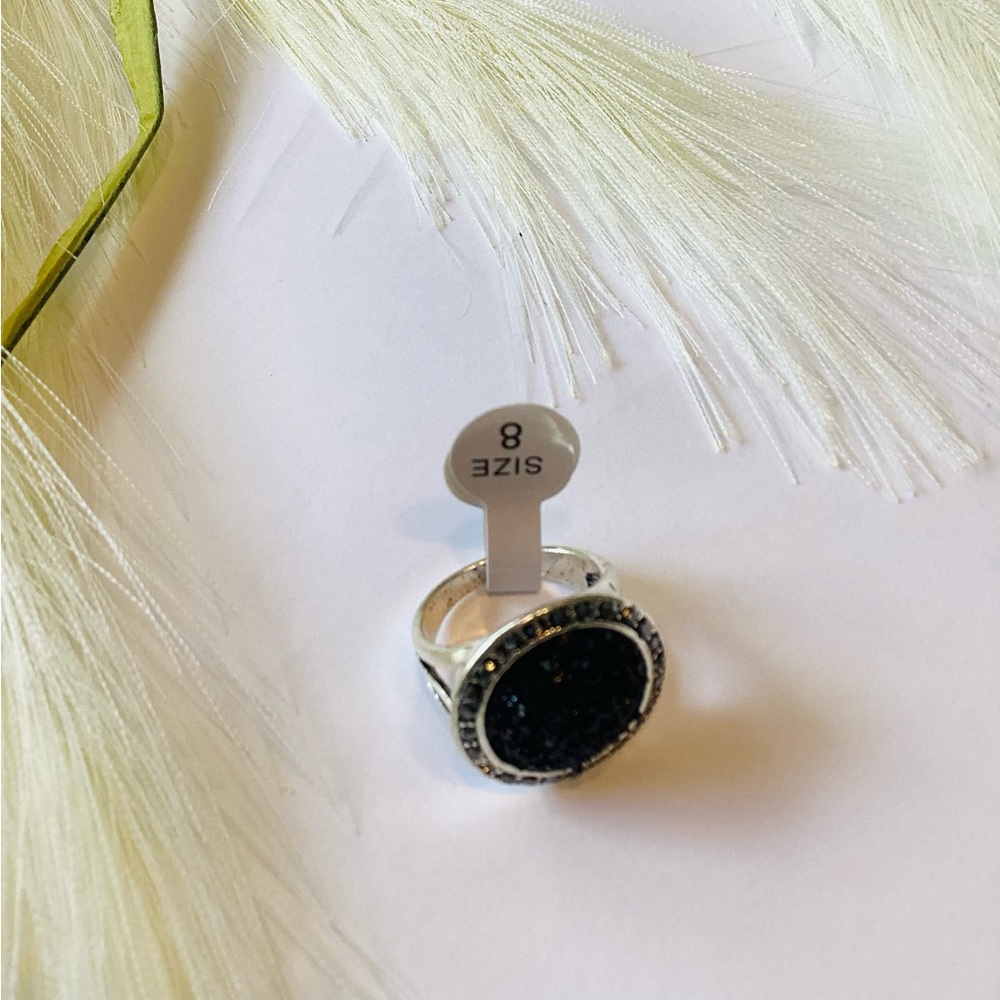Beautiful Fashion Rings Diamond Black Silver Ring for Women